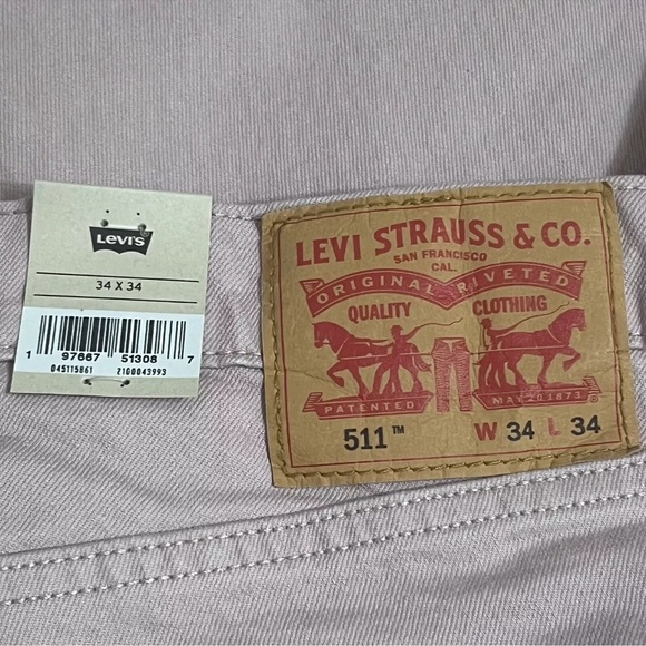 Levis 511 Slim Stretch Ease Salmon Pink Denim Jeans - Picture 6 of 10